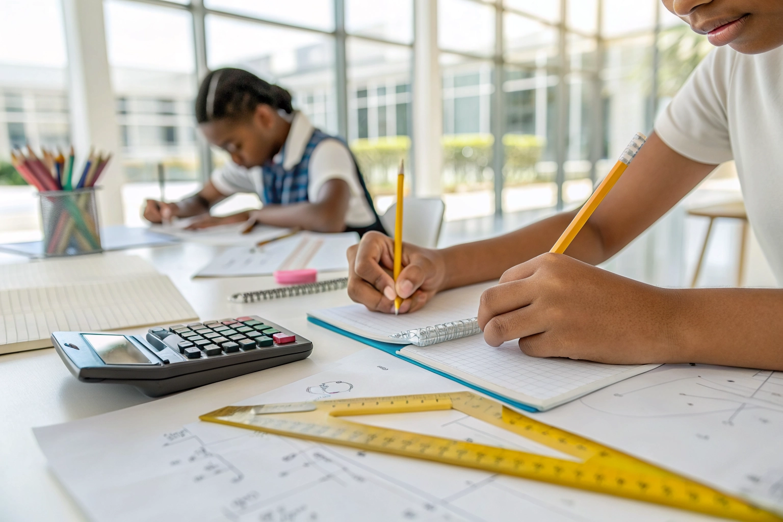 Estudiantes colaborando en equipo en MathCup